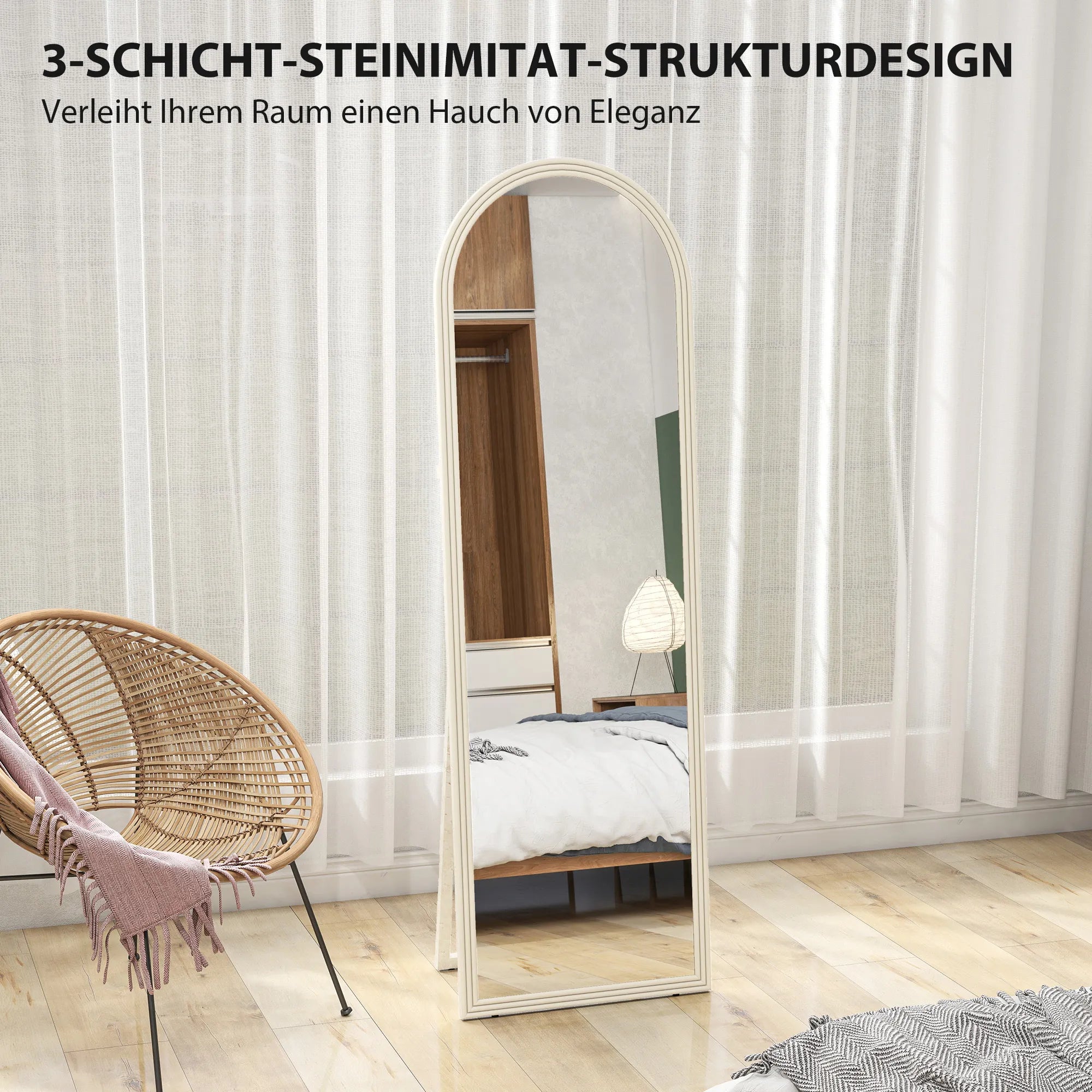 Pastatomas veidrodis su arkiniu rėmu, 50 x 160 cm, baltas