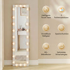 Pastatomas veidrodis su LED apšvietimu 150x40 cm, baltas