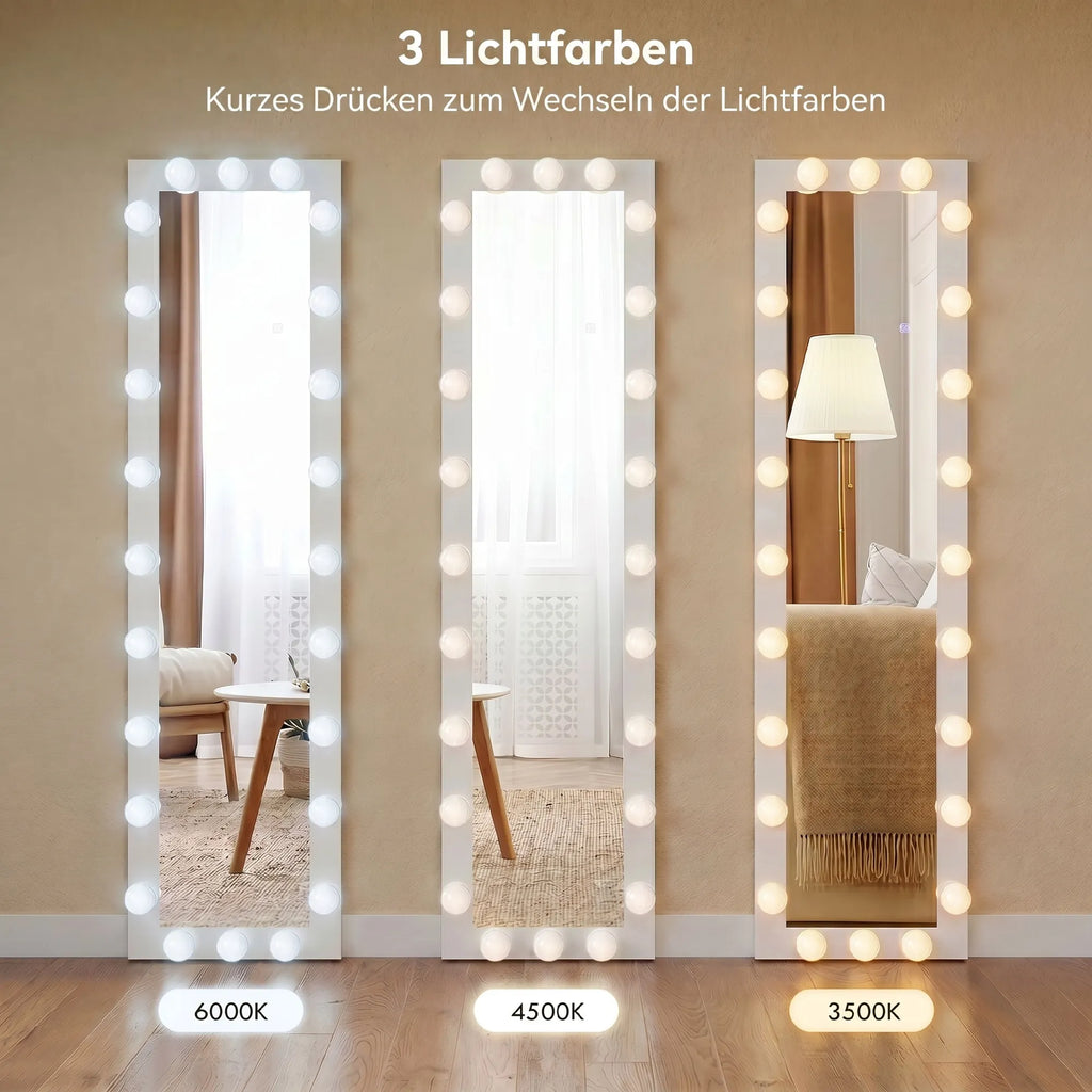 Pastatomas veidrodis su LED apšvietimu 150x40 cm, baltas