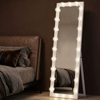 Pastatomas veidrodis su LED apšvietimu 150x40 cm, baltas