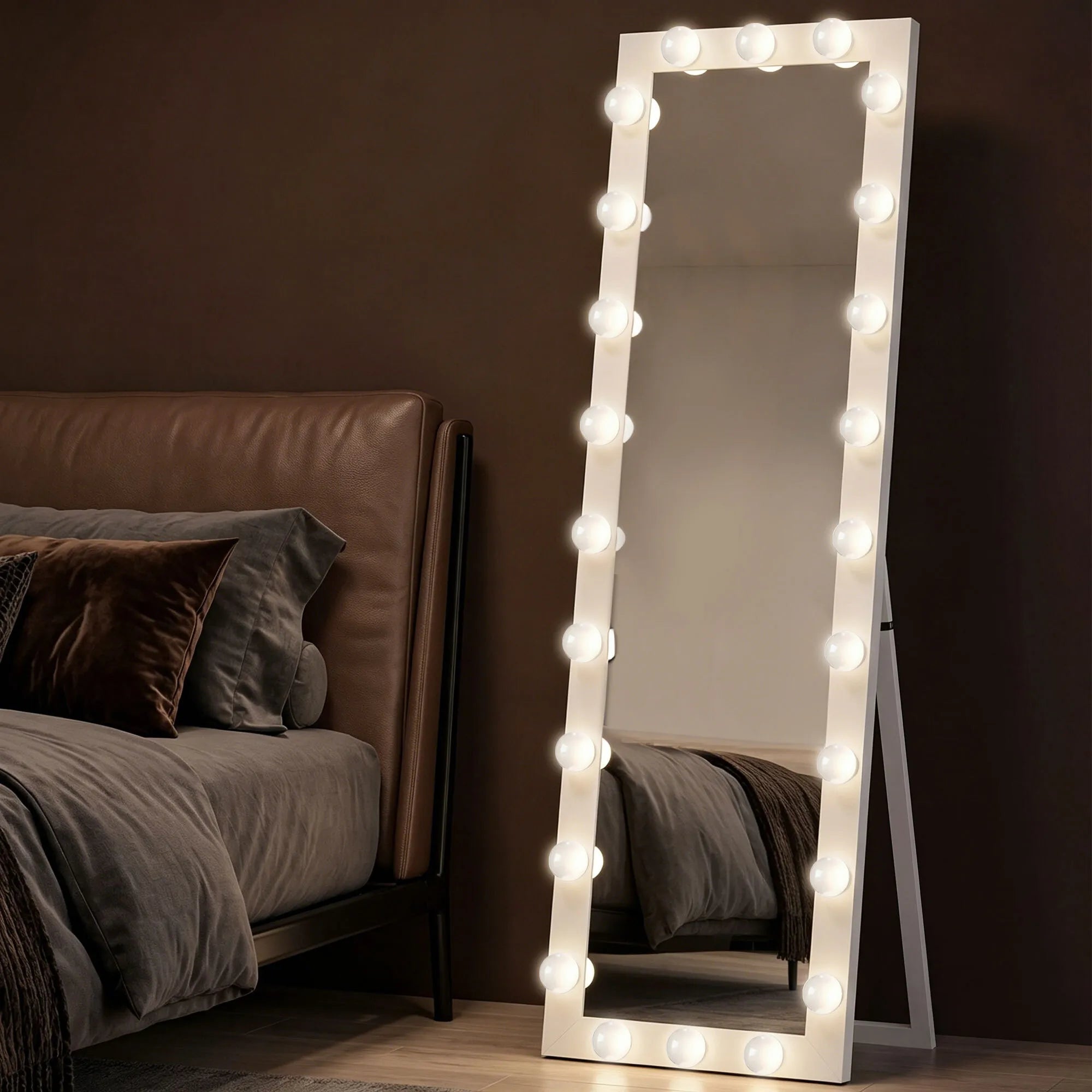 Pastatomas veidrodis su LED apšvietimu 150x40 cm, baltas