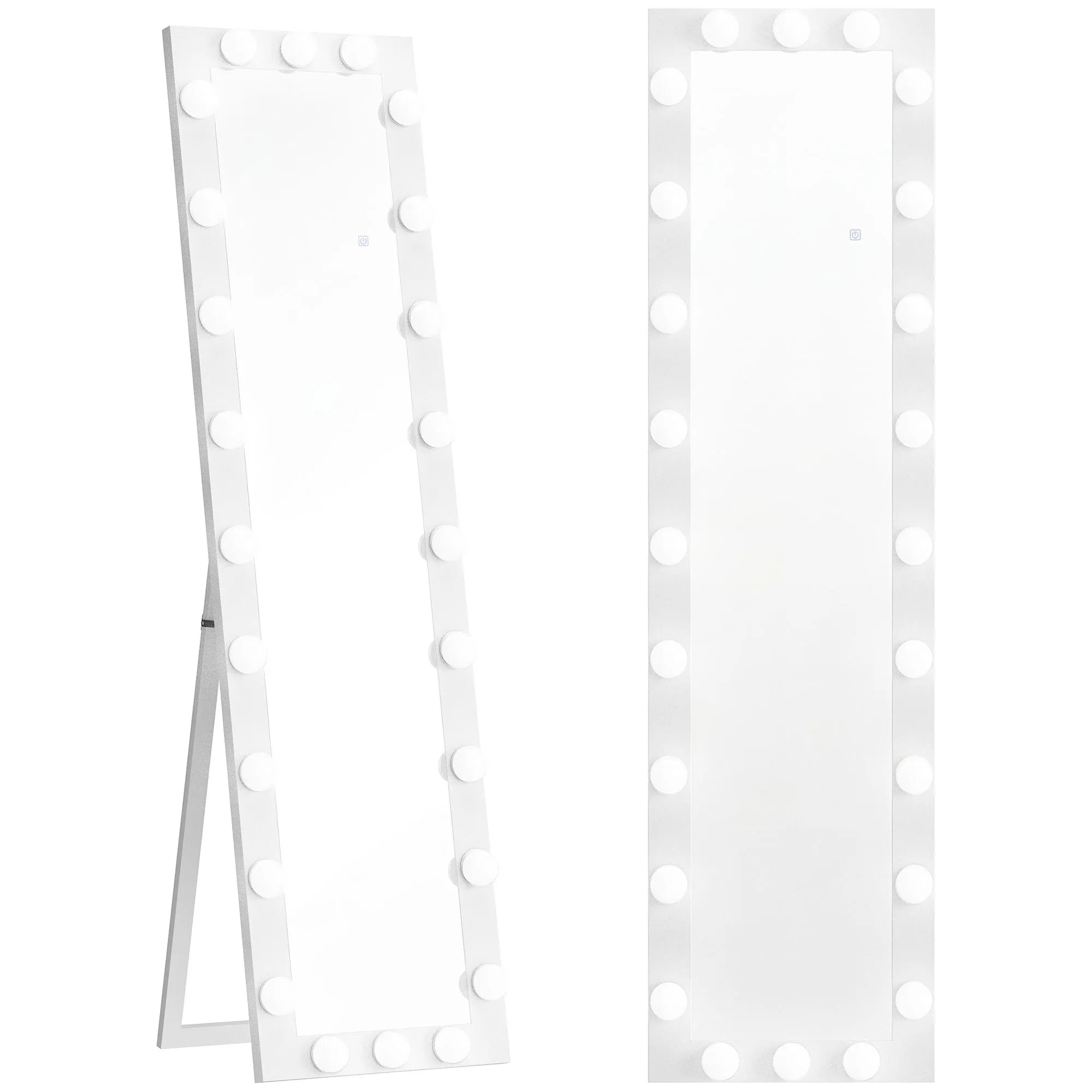 Pastatomas veidrodis su LED apšvietimu 150x40 cm, baltas