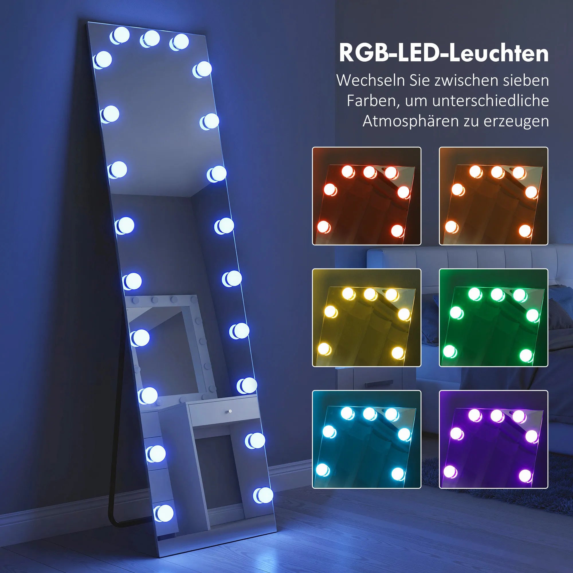 Pastatomas veidrodis su RGB apšvietimu 40x150 cm skaidrus