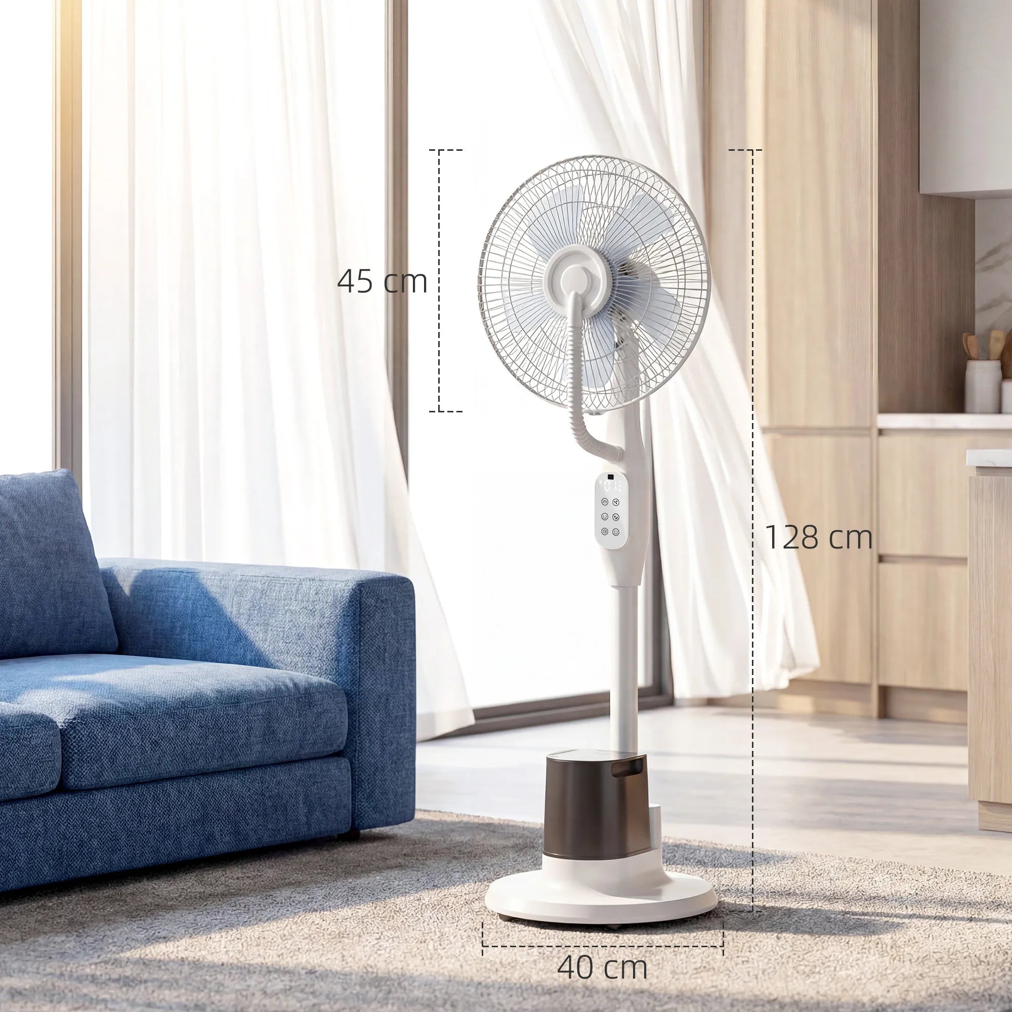 Pastatomas ventiliatorius su drėkintuvu, 3,5 l talpa, 70° osciliacija