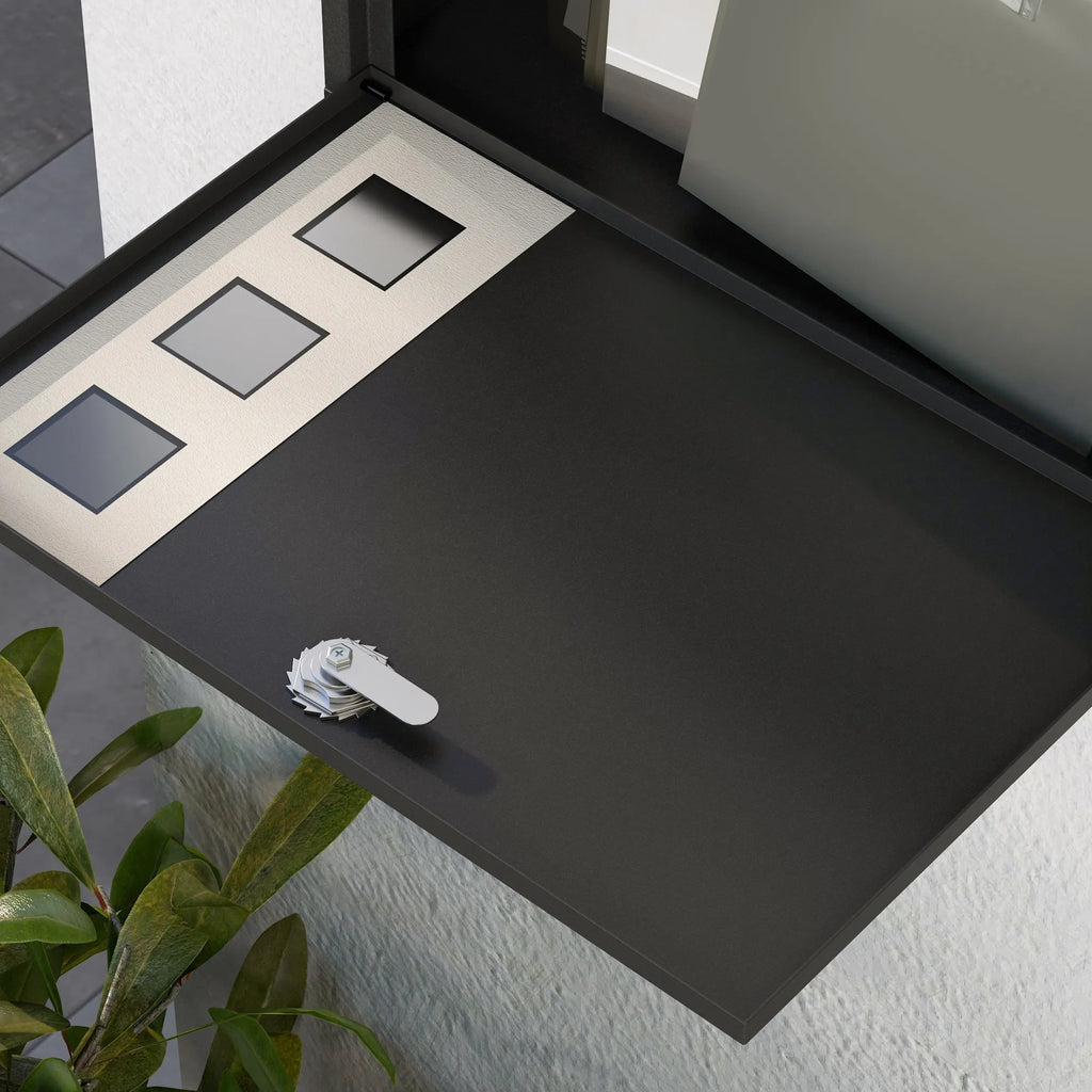 Pašto dėžutė iš metalo, rakinama, 36,5 x 11,5 x 29 cm, juoda