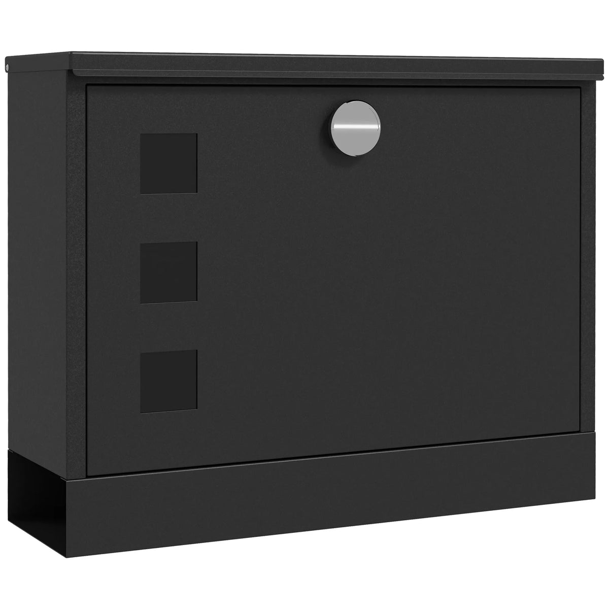 Pašto dėžutė iš metalo, rakinama, 36,5 x 11,5 x 29 cm, juoda