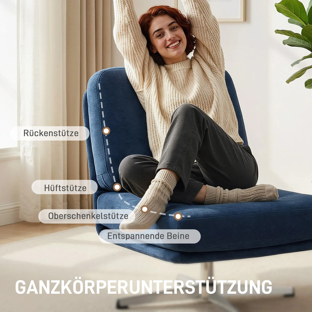Pasukamas akcentinis fotelis, minkštas skaitymo krėslas,  tamsiai mėlynas
