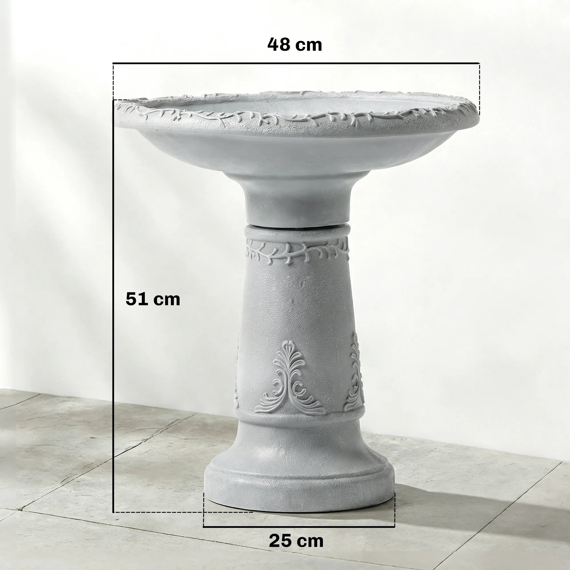 Paukščių girdykla, dekoratyvinė, 51 cm, pilka