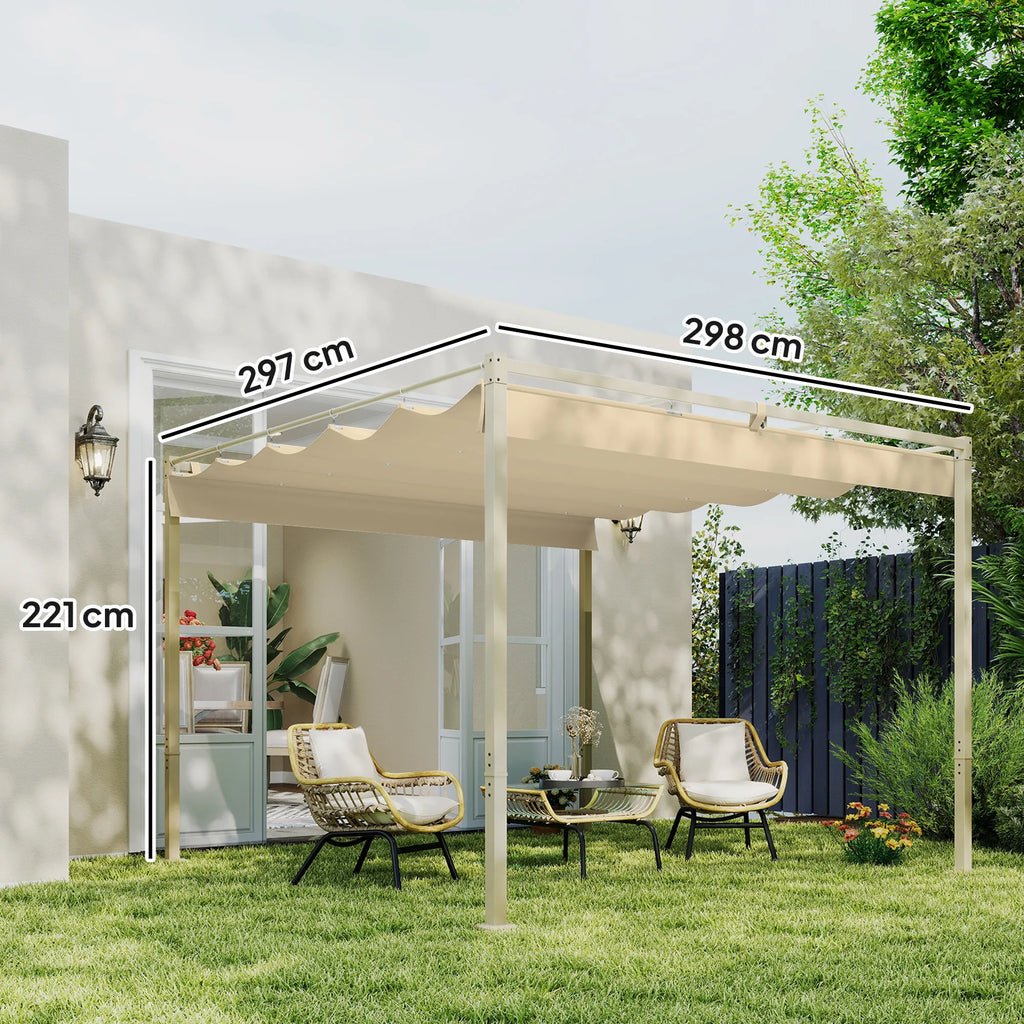 Pavėsinė su išskleidžiamu stogu, 3x3 m, chaki