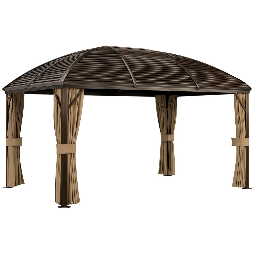 Pavėsinė su plieniniu stogu, 4 x 3 m, ruda