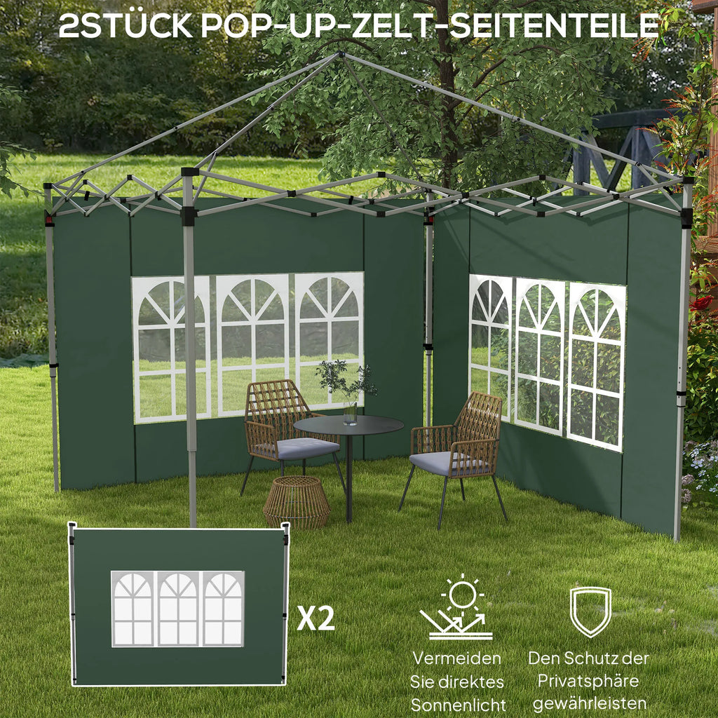 Pavėsinės sienelės 3x3/3x4 m, 2 vnt., su langais, žalios