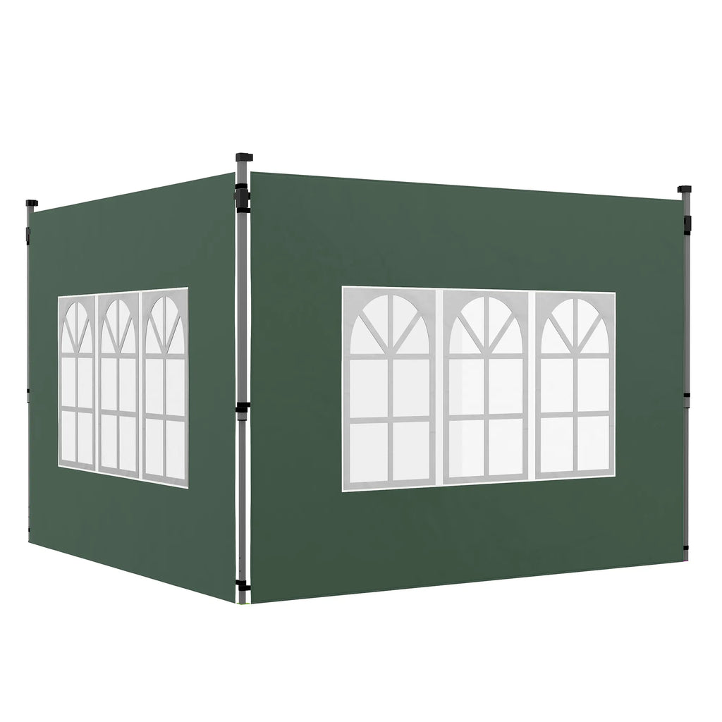 Pavėsinės sienelės 3x3/3x4 m, 2 vnt., su langais, žalios