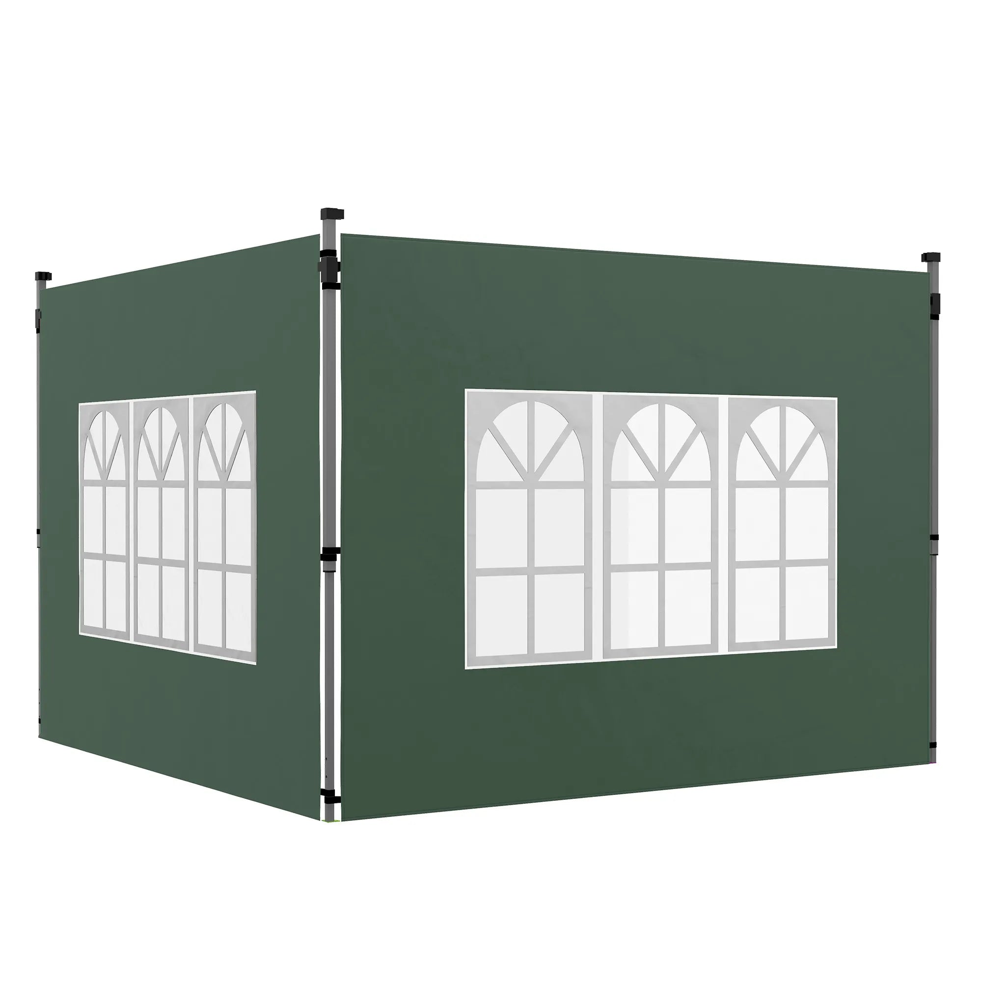 Pavėsinės sienelės 3x3/3x4 m, 2 vnt., su langais, žalios