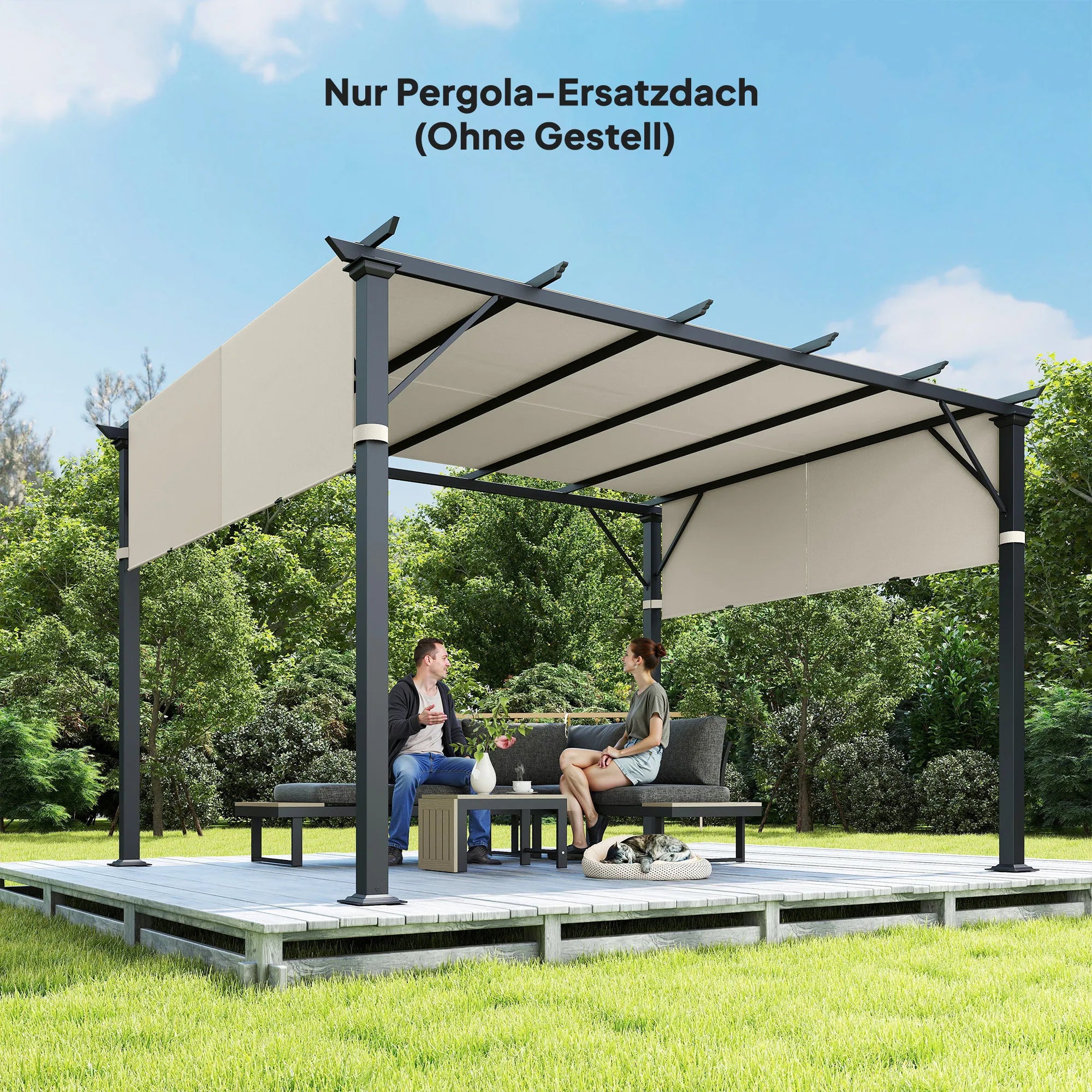 Pavėsinės stogas 3x3 m, apsauginis, kreminės baltos spalvos