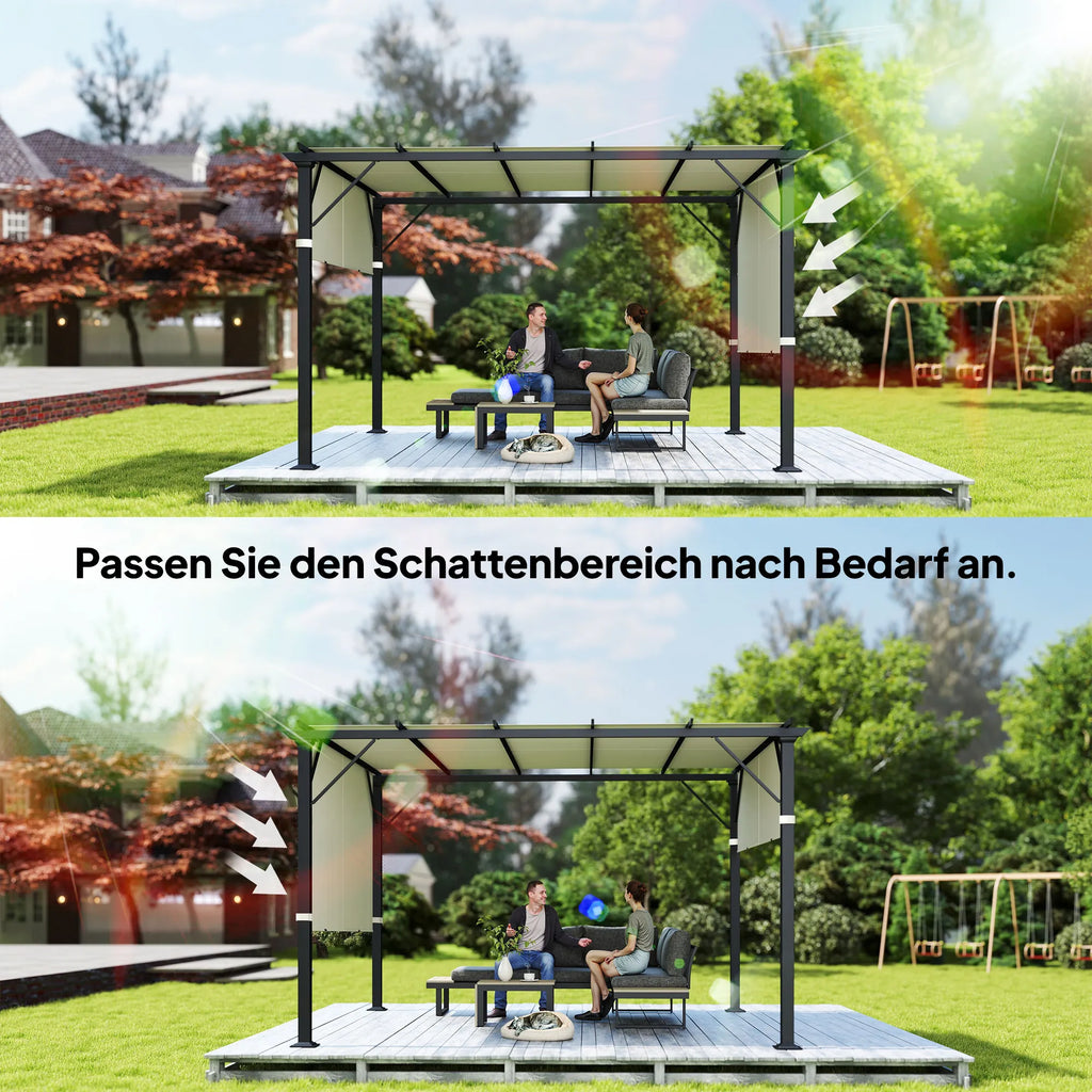 Pavėsinės stogas 3x3 m, apsauginis, kreminės baltos spalvos