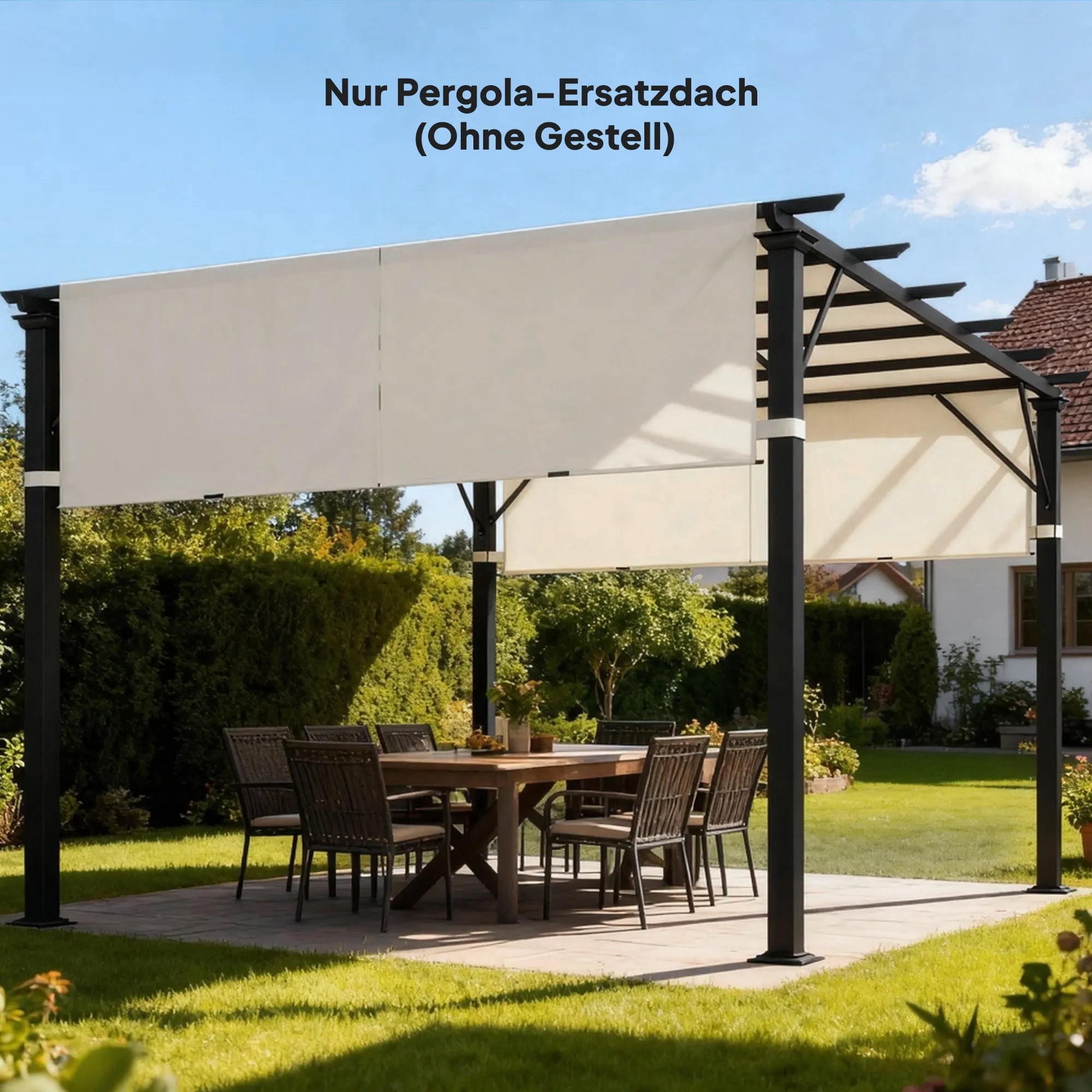 Pavėsinės stogas 3x3 m, apsauginis, kreminės baltos spalvos