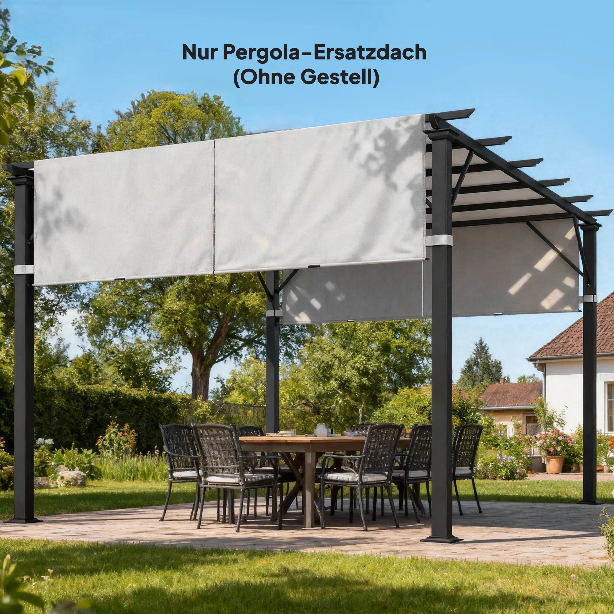 Pavėsinių uždangalas su UV apsauga, 3 x 3 m, šviesiai pilkas