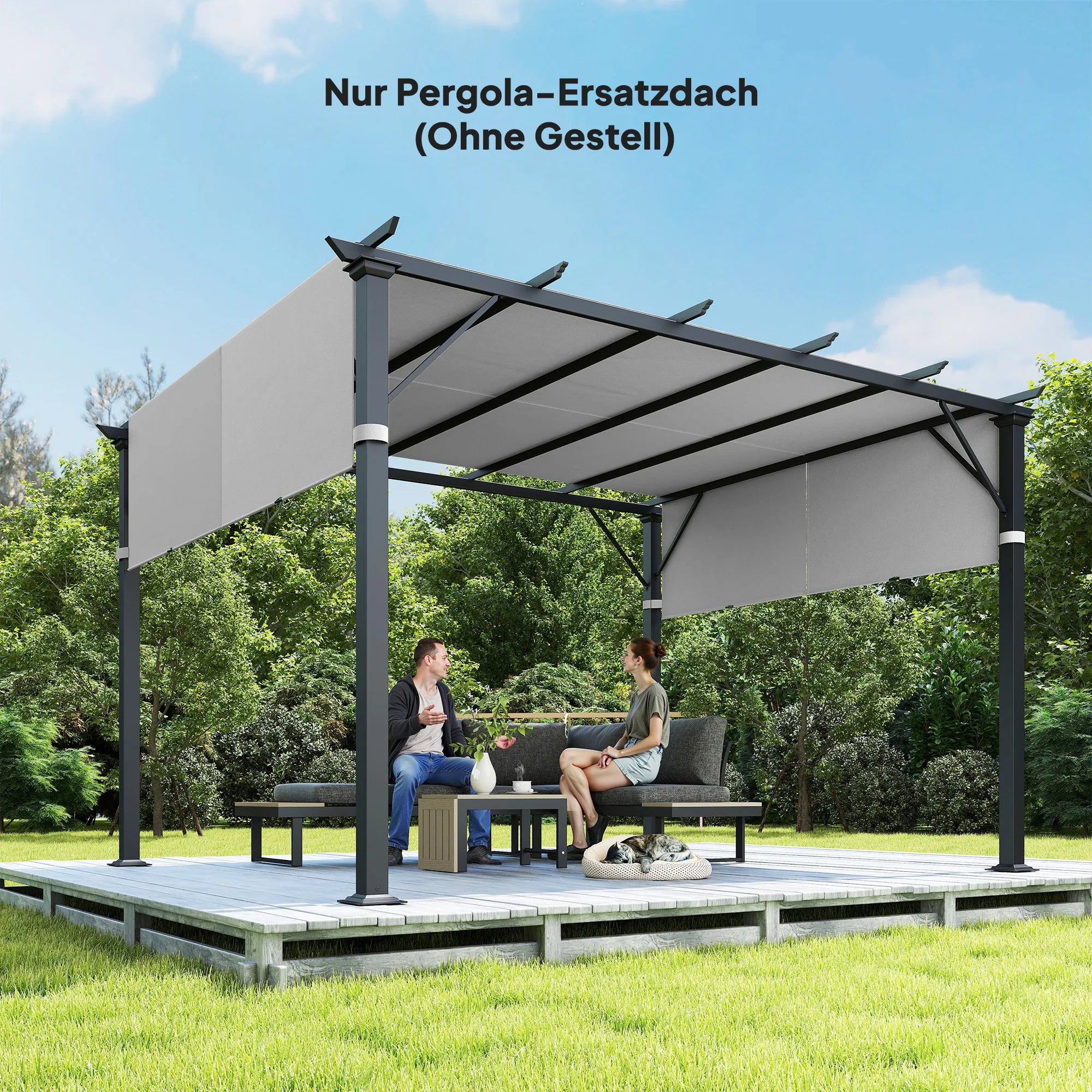 Pavėsinių uždangalas su UV apsauga, 3 x 3 m, šviesiai pilkas