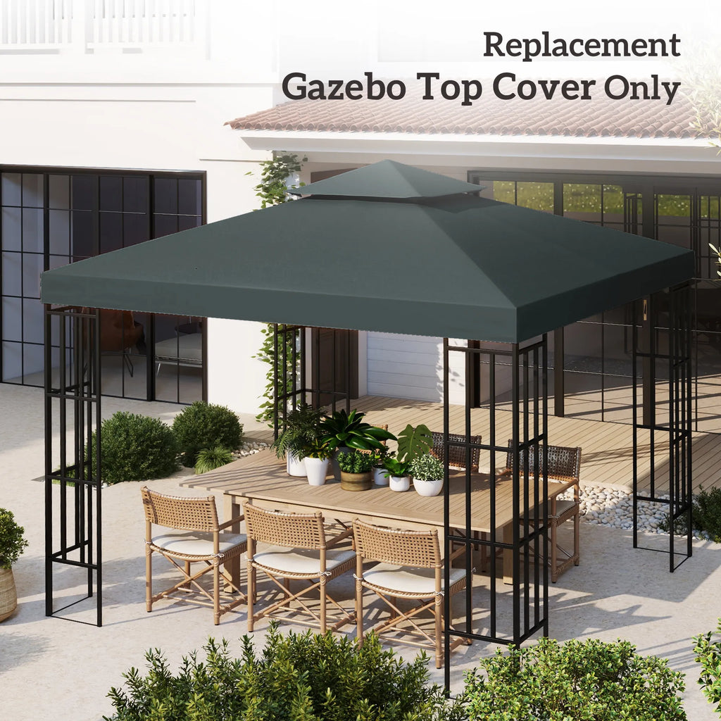 Pavilion 3 x 3 m atsarginis stogas, vandeniui atsparus paviljono stogas su dvigubu stogu, drenažo angomis, atsarginis dangtis Atsarginės dalys sodo paviljonui Sodo palapinė Anglies pilkos spalvos