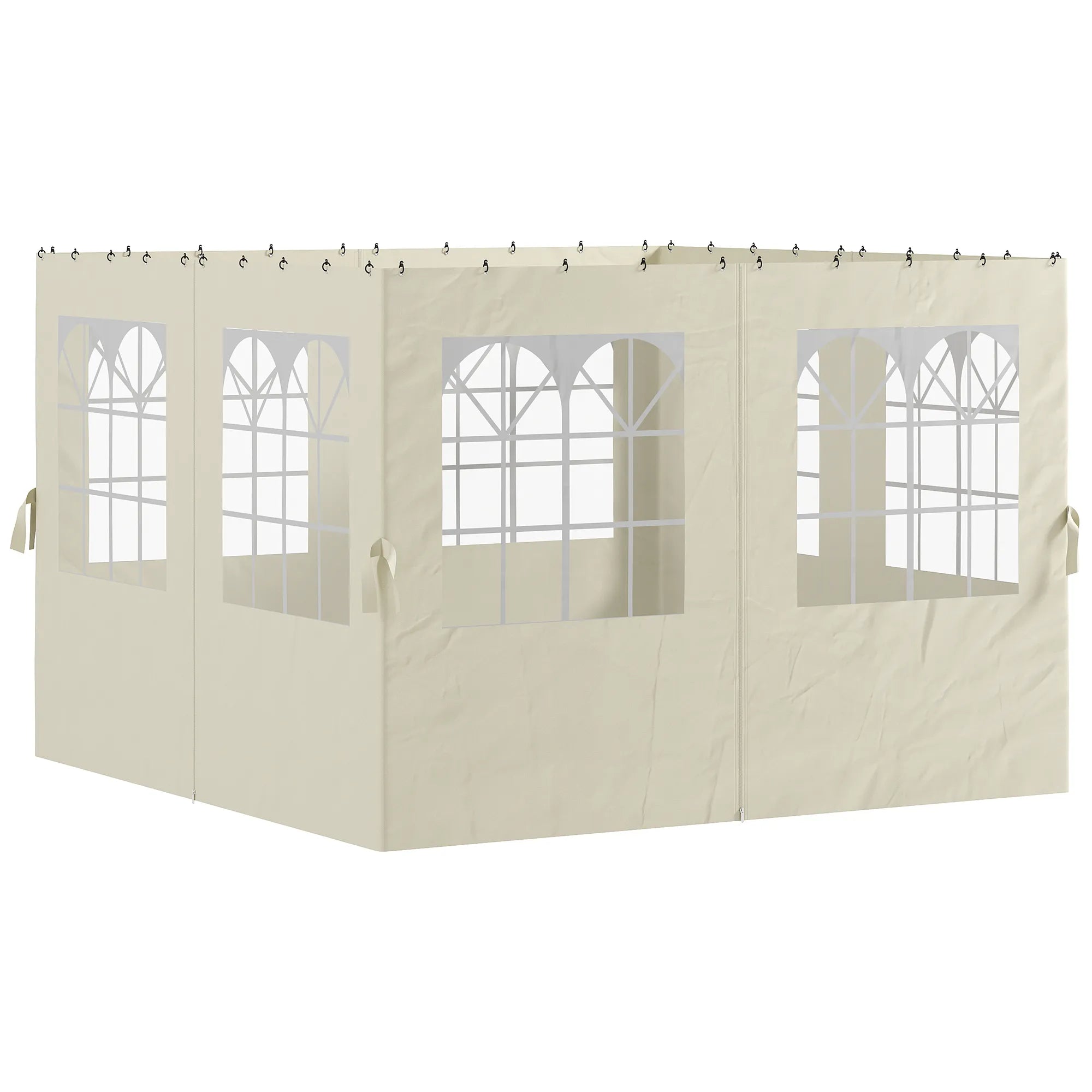 Pavilionų šoninės sienos, 4 šoninių sienų plokštės sodo paviljonui, su užtrauktuku, 3 x 3 m paviljonas, kreminė balta