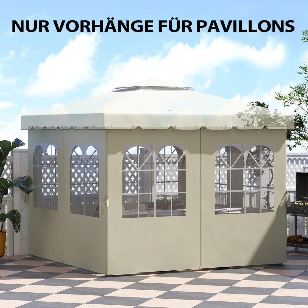 Pavilionų šoninės sienos, 4 šoninių sienų plokštės sodo paviljonui, su užtrauktuku, 3 x 3 m paviljonas, kreminė balta