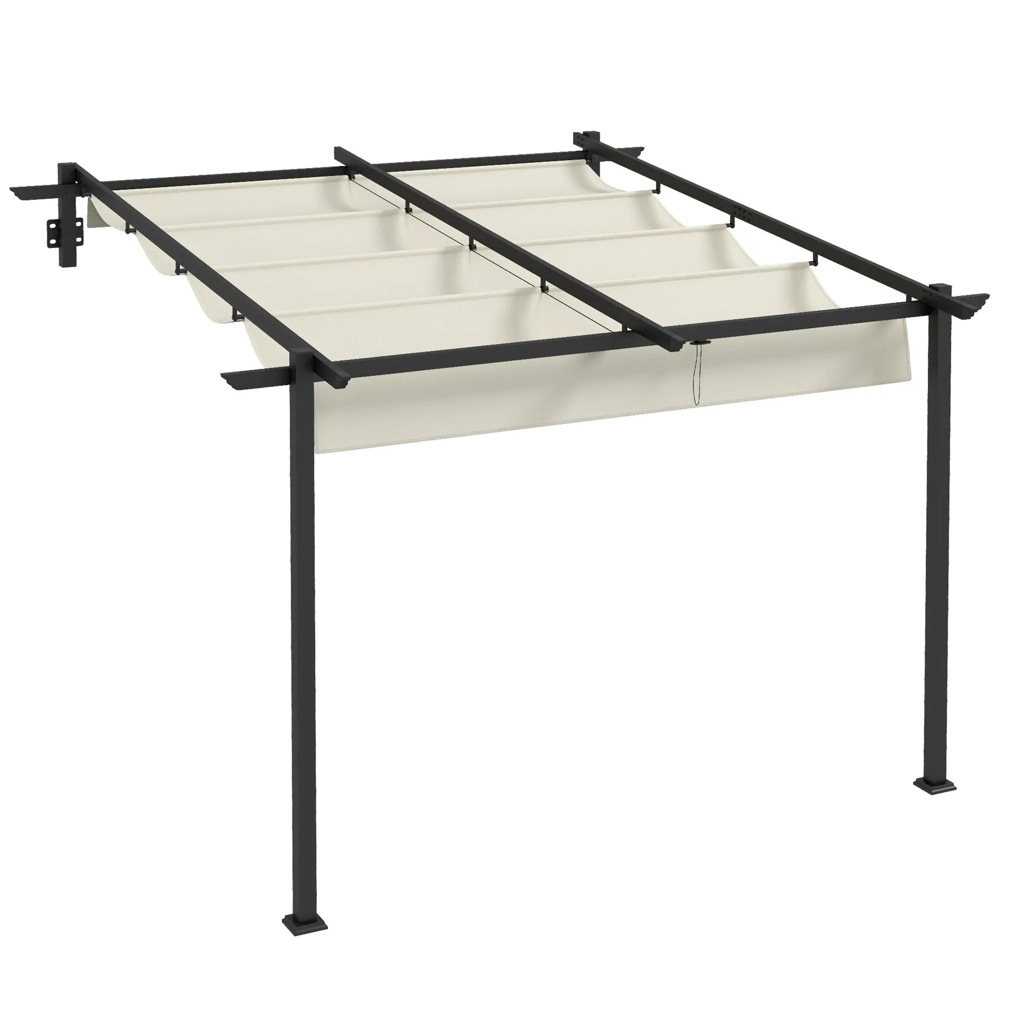 Paviljonas prie sienos su slankiojamu stogu, 3x3 m, kreminės baltos spalvos