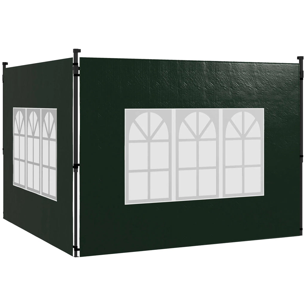 Paviljono sienelės 2 vnt. su langais, tamsiai žalios 3x3 3x6