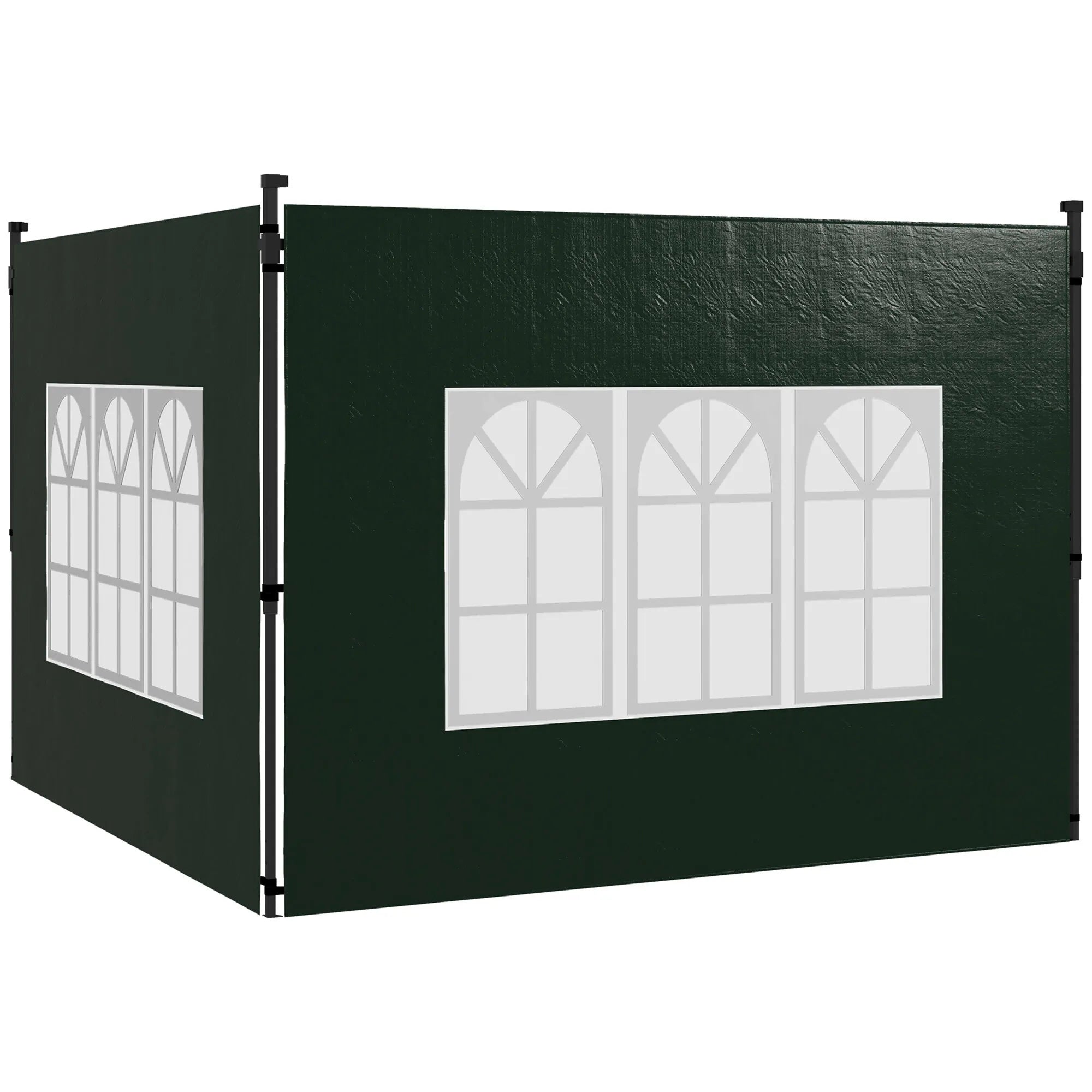Paviljono sienelės 2 vnt. su langais, tamsiai žalios 3x3 3x6