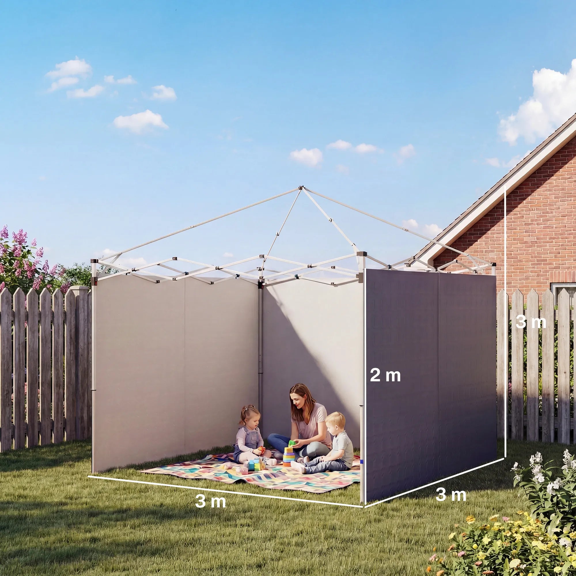 Paviljono sienelės 3x3 m paviljono rėmui, 3 dalių komplektas, tamsiai mėlynos