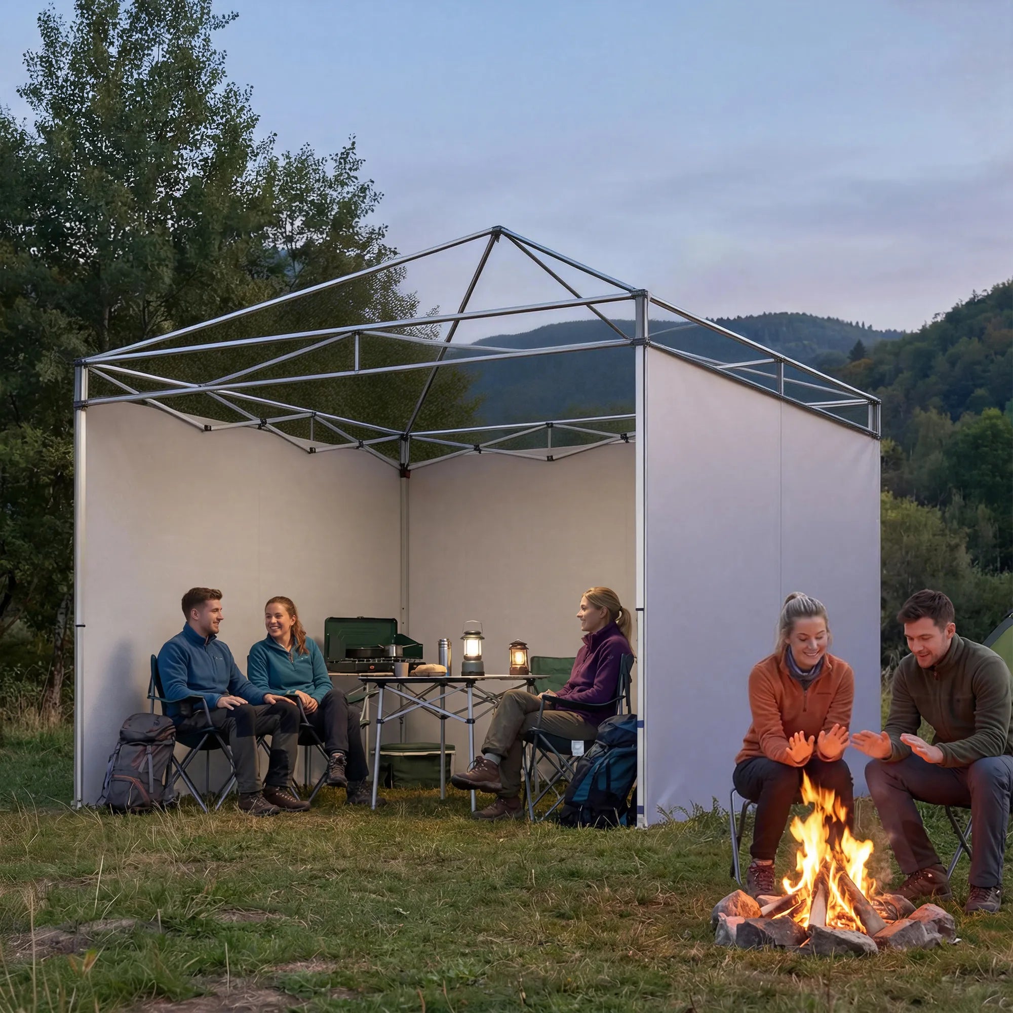 Paviljono sienelės 3x3 m paviljono rėmui, 3 dalių komplektas, tamsiai mėlynos