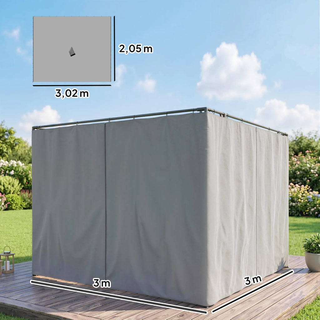 Paviljono sienelės 3x3m paviljono užuolaidų komplektas 4 vnt. šviesiai pilkos