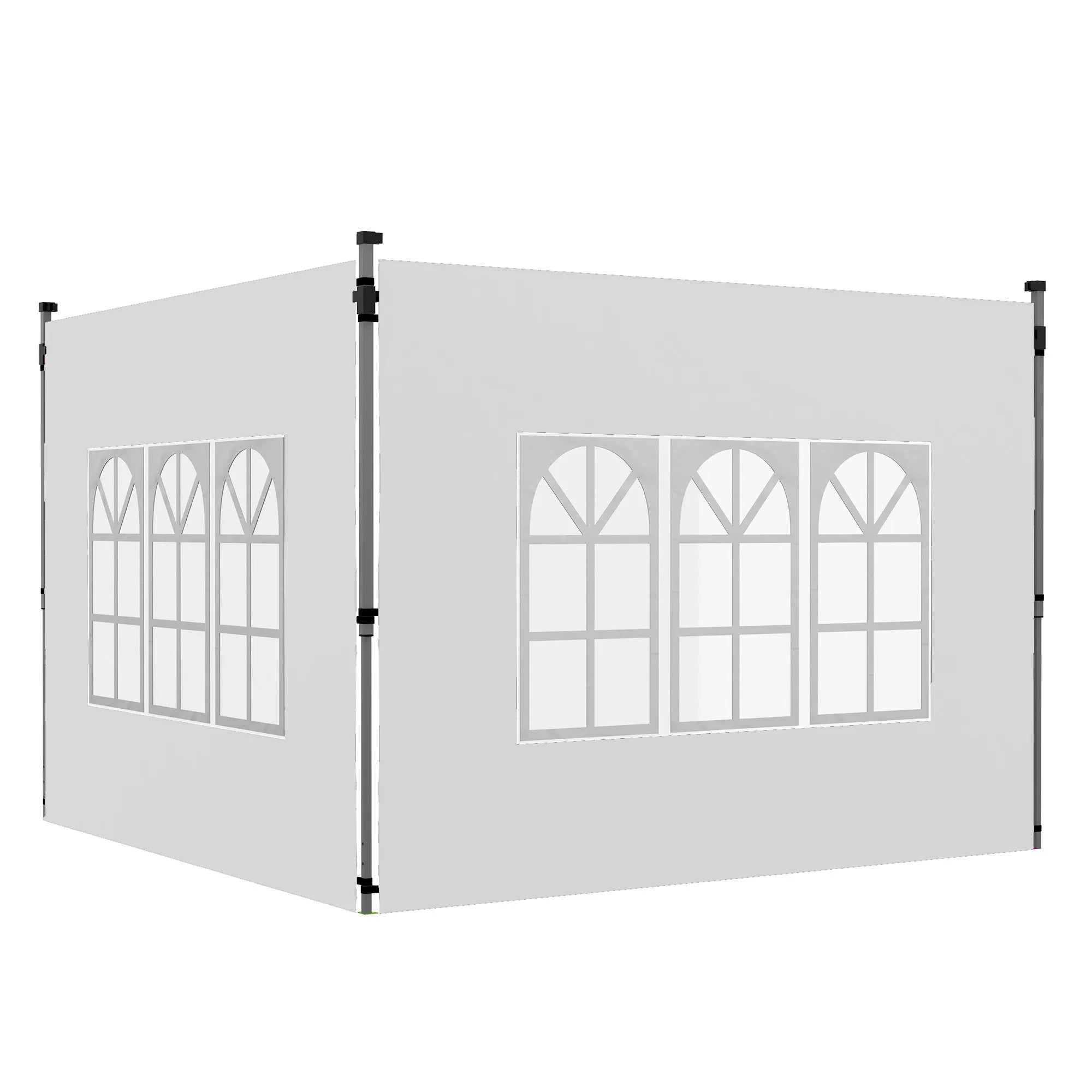 Paviljono sienelės su langais 3x3/3x4 m, 2 vnt., baltos