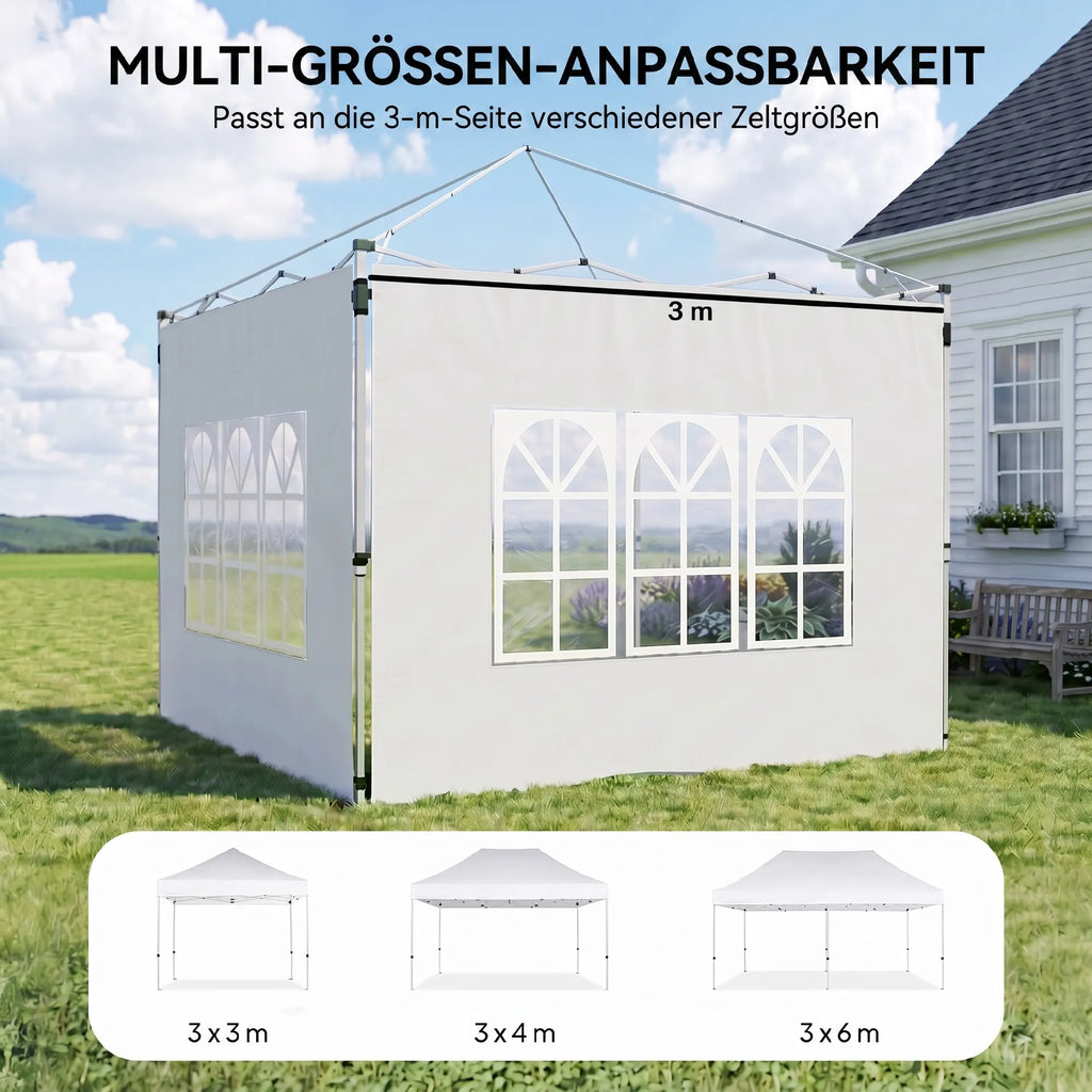 Paviljono sienelės su langais 3x3/3x4 m, 2 vnt., baltos