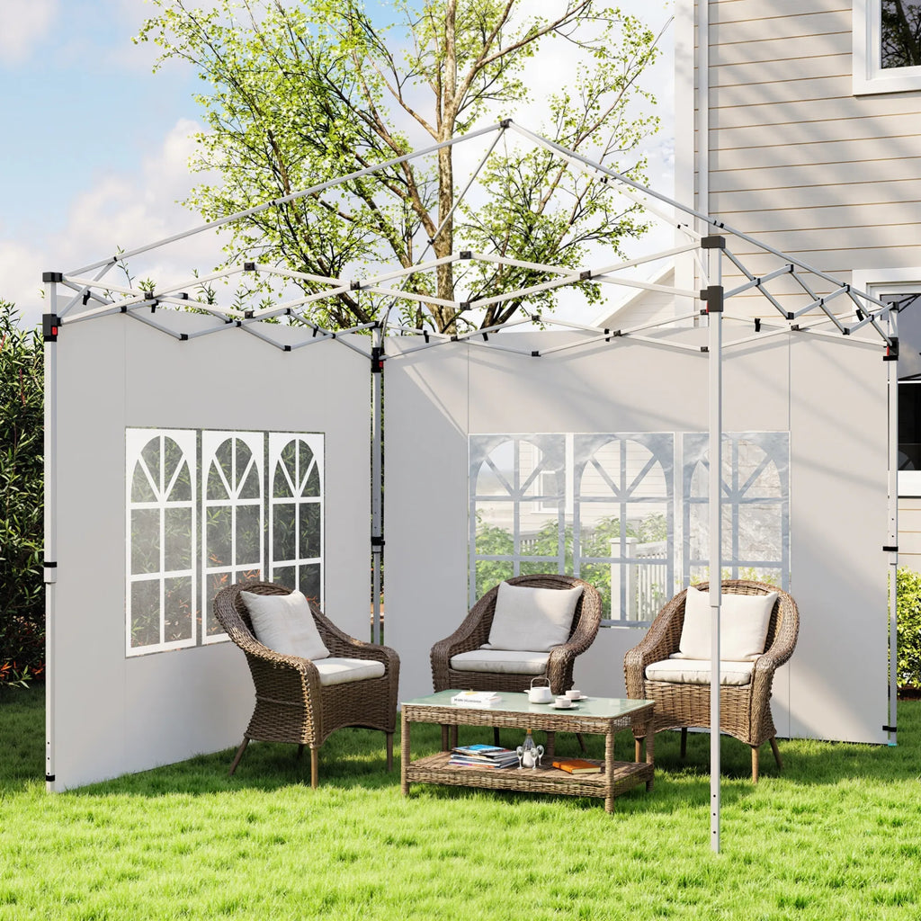 Paviljono sienelės su langais 3x3/3x4 m, 2 vnt., baltos