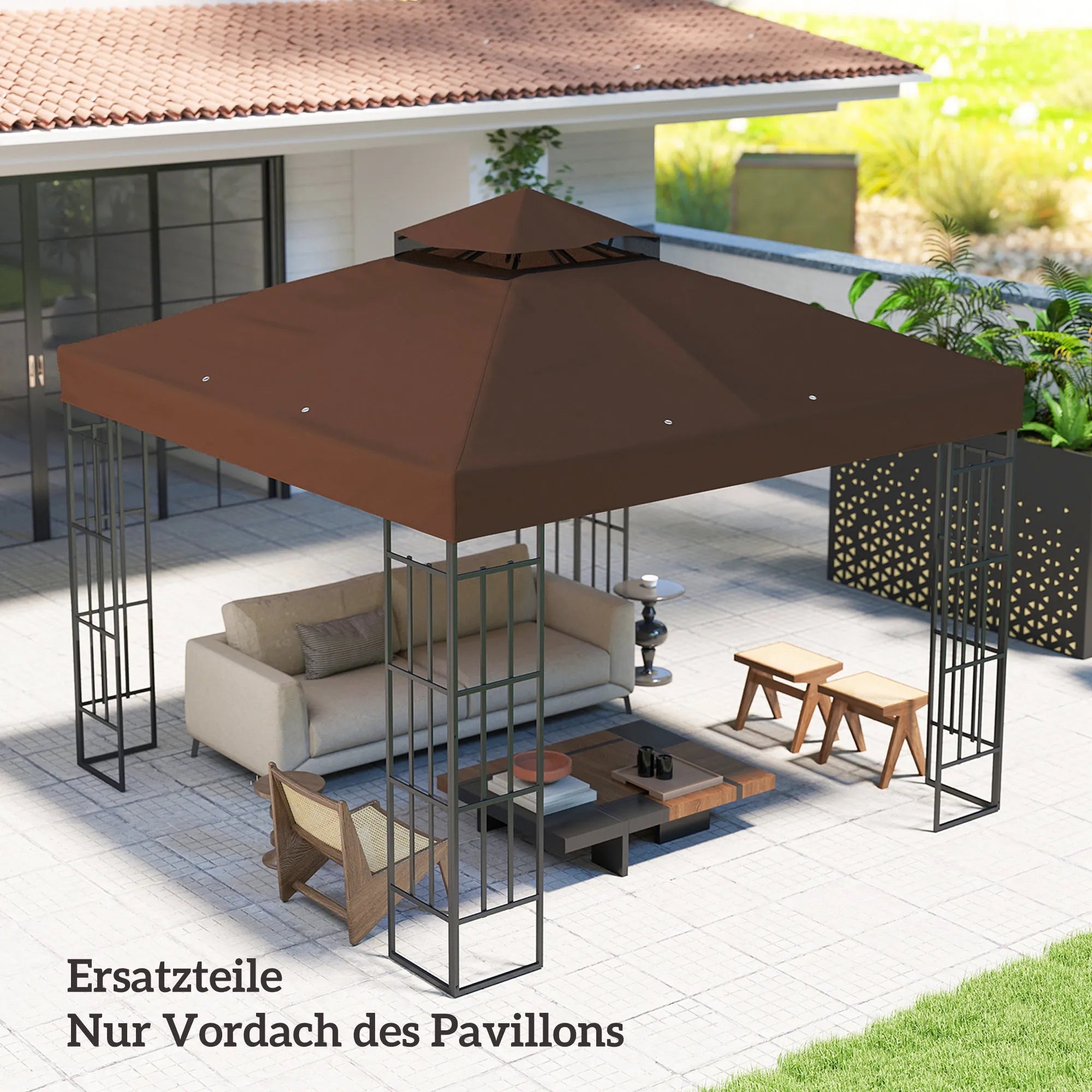Paviljono stogas 3 x 3 m, ruda spalva