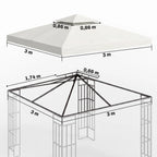 Pavėsinės stogo matmenų schema: 3 x 3 m, viršutinės pakopos kraštinė 0,86 m