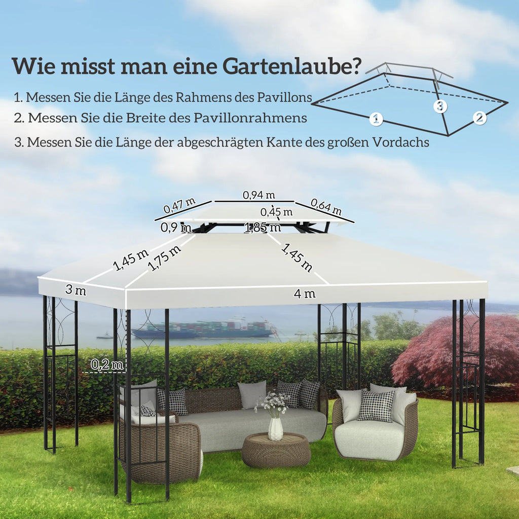 Paviljono stogas 3 x 4 m, kreminės baltos spalvos
