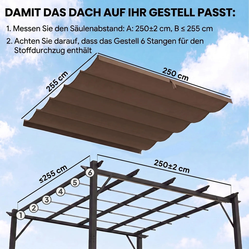 Paviljono stogas 3x3 m pergolei, ruda