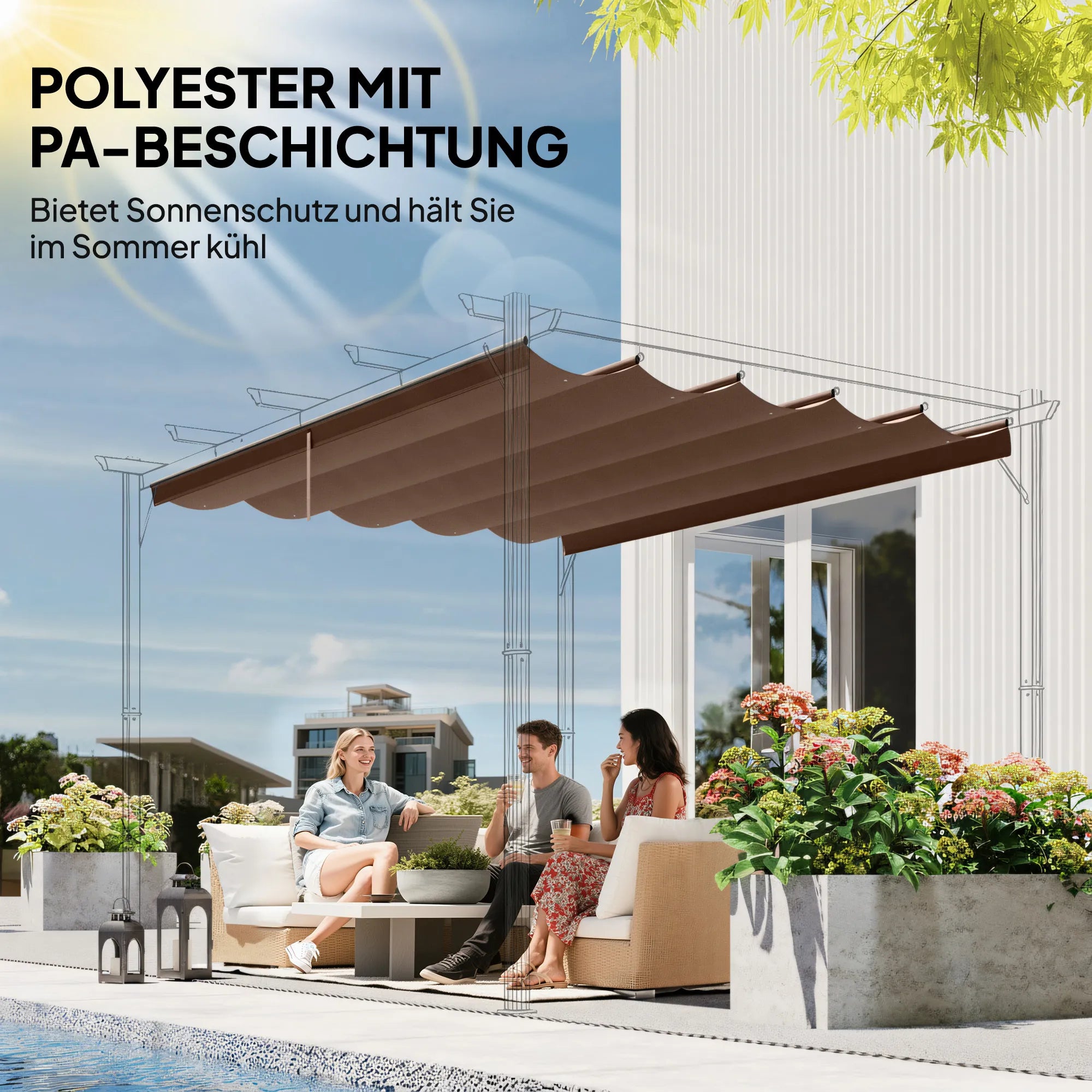 Paviljono stogas 3x3 m pergolei, ruda