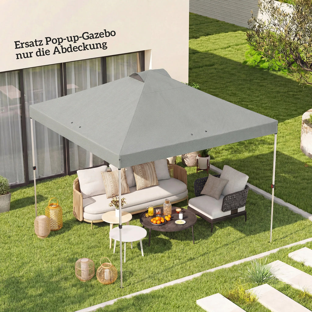 Paviljono stogas 3x3 m, su UV50+ apsauga, vandeniui atsparus, šviesiai pilkas