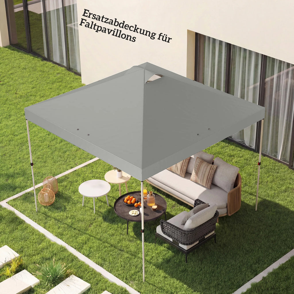 Paviljono stogas 3x3 m, su UV50+ apsauga, vandeniui atsparus, šviesiai pilkas