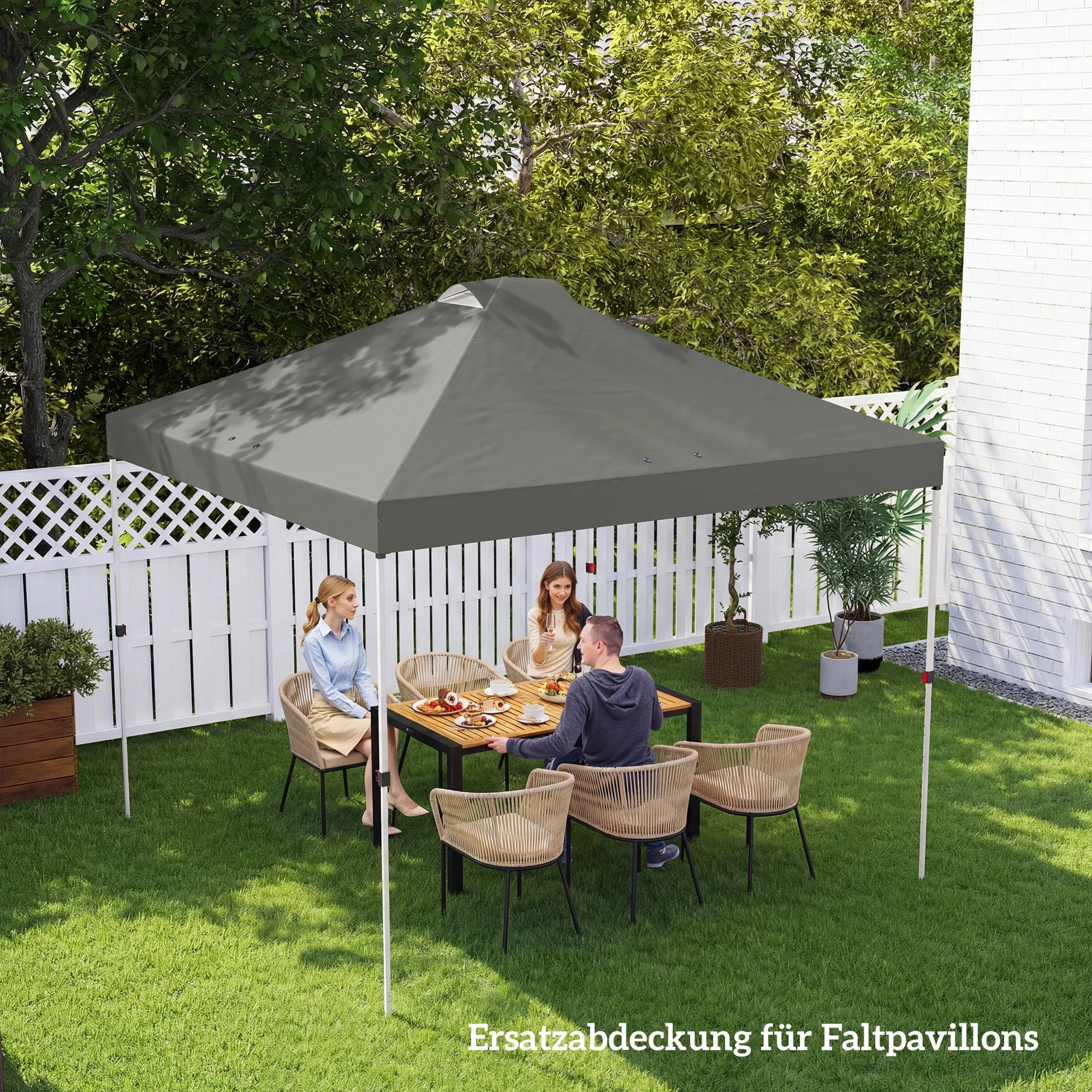 Paviljono stogas 3x3 m, su UV50+ apsauga, vandeniui atsparus, šviesiai pilkas