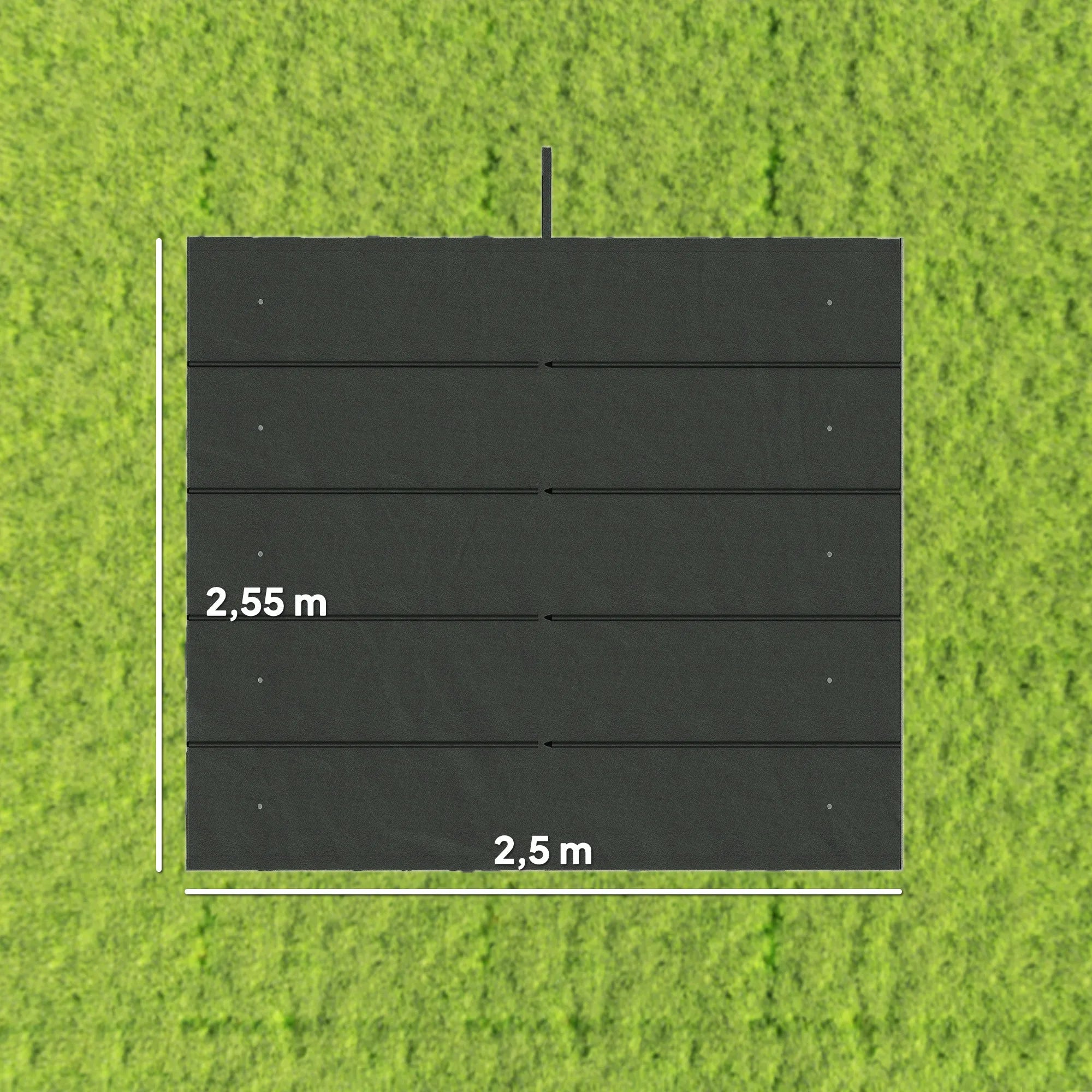 Paviljono stogas 3x3 m, su vandens nutekėjimo angomis, 2,50 x 2,55 m, tamsiai pilkas