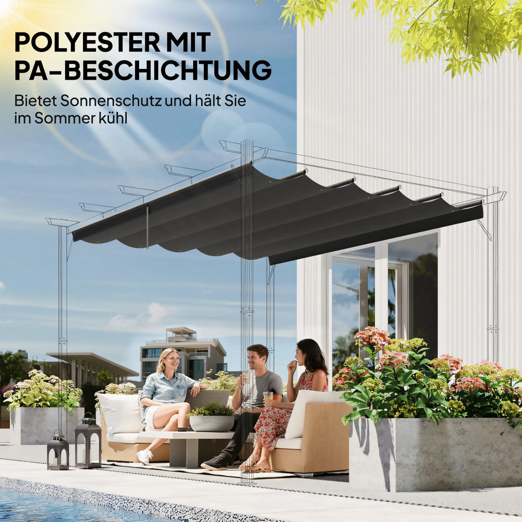 Paviljono stogas 3x3 m, su vandens nutekėjimo angomis, 2,50 x 2,55 m, tamsiai pilkas