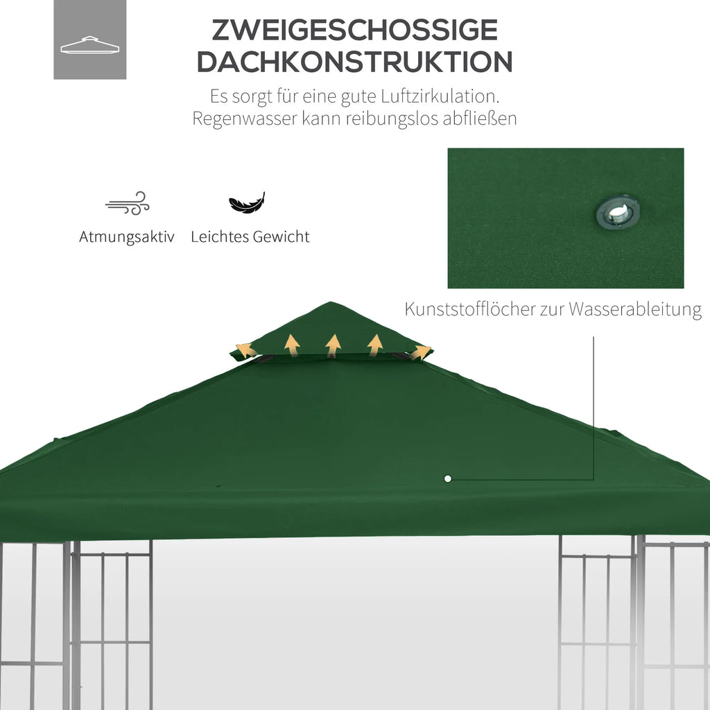 Paviljono stogas 3x3 m tamsiai žalias