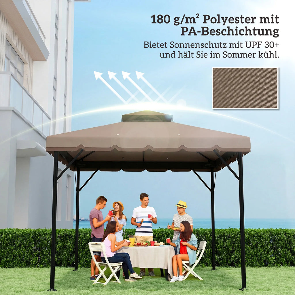 Paviljono stogas 3x3m poliesterio su dvigubu stogeliu chaki ir ruda