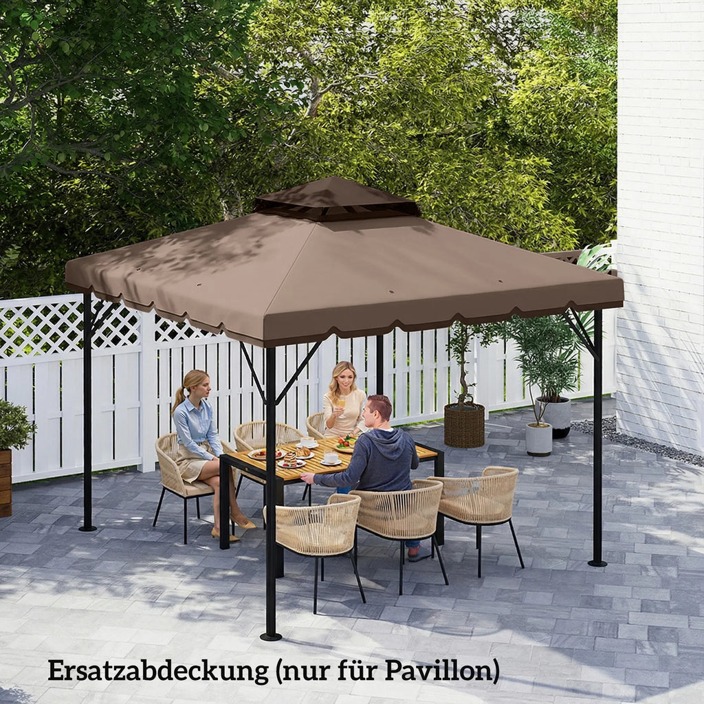 Paviljono stogas 3x3m poliesterio su dvigubu stogeliu chaki ir ruda