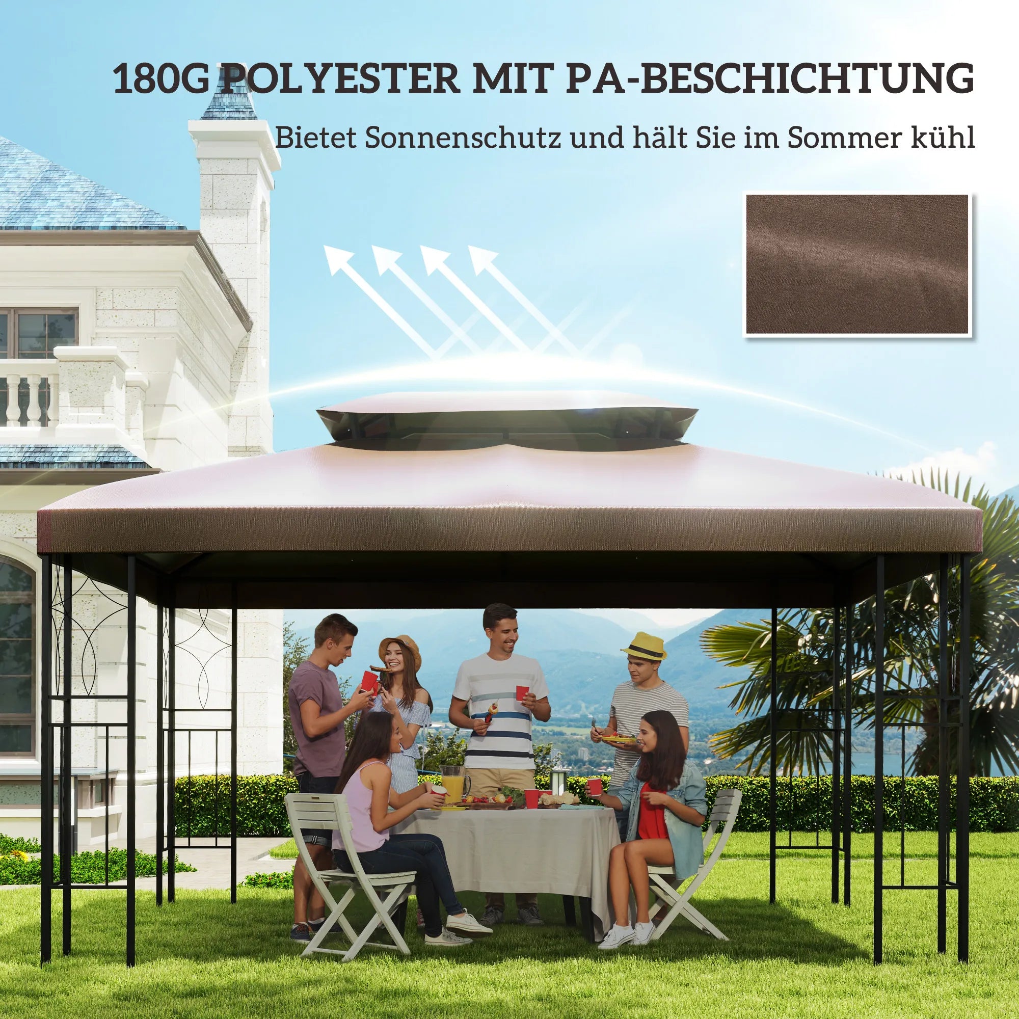 Paviljono stogas 3x4 m kavos spalvos