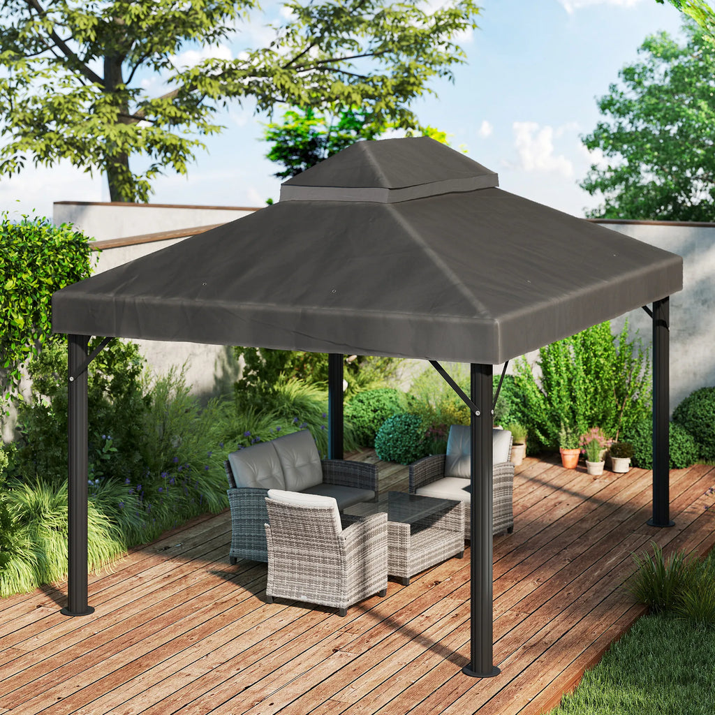Paviljono stogas 3x4 m keičiamas tentas tamsiai pilkas