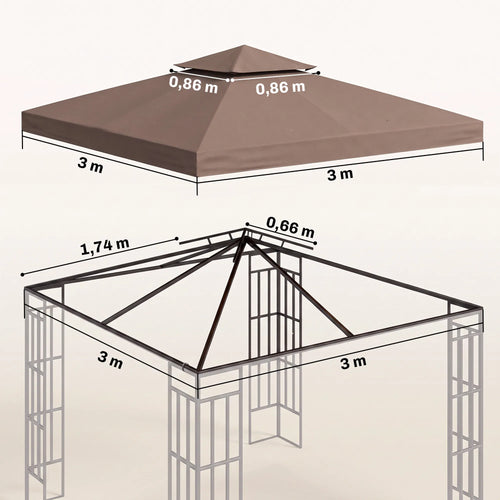 Paviljono stogas atsarginis 3 x 3 m, kavos spalvos